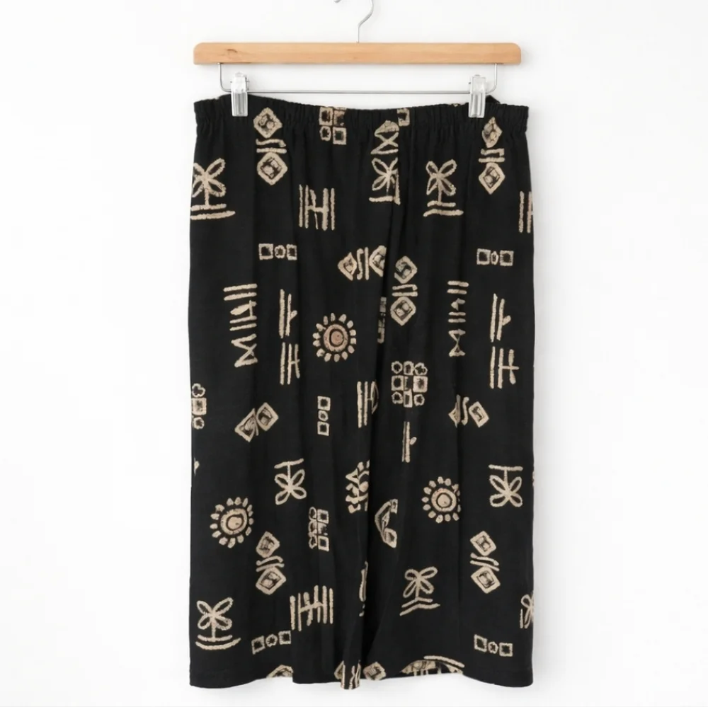 Black Tribal Inspired Vintage Womens Skirt Plus Size XL